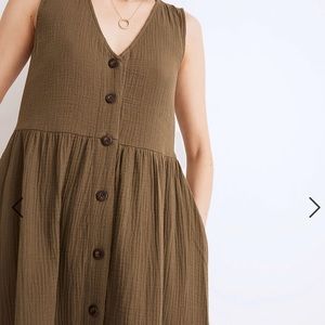Madewell lightspun button down olive green midi dress